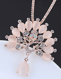 Fashion Rose Gold Peacock Shape Decorated Necklace
