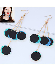 Fashion Black Round Shape Decorated Paillette Earrings