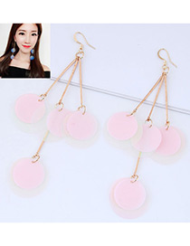 Fashion Pink Round Shape Decorated Paillette Earrings