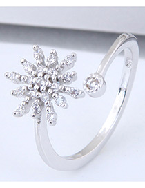 Fashion Silver Color Snowflower Shape Decorated Ring