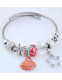 Fashion Silver Color+orange Star&shell Shape Decorated Bracelet