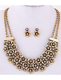 Simple Gold Color Flower Shape Decorated Jewelry Set