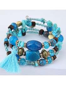 Fashion Blue Tassel Decorated Multi-layer Bracelet