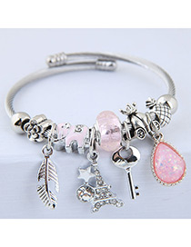 Elegant Pink Key&tower Pendant Decorated Bracelet