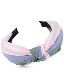 Fashion Green+blue+pink Stripe Pattern Decorated Hairband