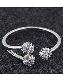Simple Silver Color Flower Shape Decorated Ring