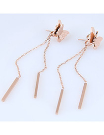 Fashion Rose Gold Butterfly Shape Decorated Earrings