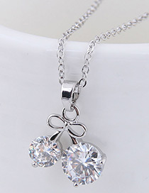 Elegant Silver Color Cherry Shape Decorated Necklace