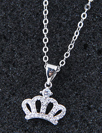 Elegant Silver Color Crown Shape Decorated Necklace