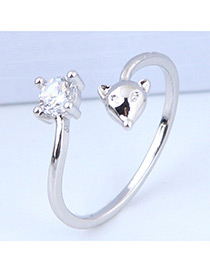 Elegant Silver Color Mouse Shape Decorated Opening Ring
