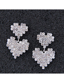 Sweet Silver Color Heart Shape Design Pure Color Earrings