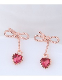 Fashion Rose Gold Heart&bowknot Shape Decorated Earrings