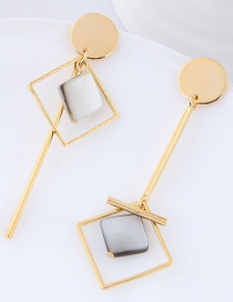 Simple Gold Color Square Shape Decorated Earrings