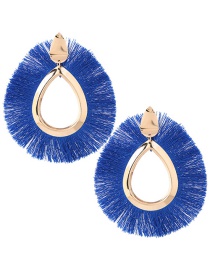 Fashoin Sapphire Blue Tassel Decorated Pure Color Earrings