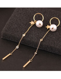 Sweet Gold Color Tassel&pearls Decorated Long Earrings