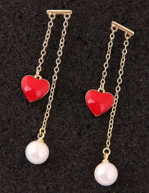 Sweet Gold Color Heart Shape Pendant Decorated Long Earrings