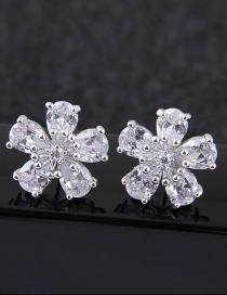 Sweet Silver Color Flower Shape Design Simple Earrings