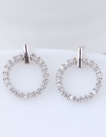 Sweet Silver Color Circular Ring Design Pure Color Earrings