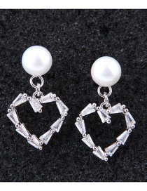 Fashion Silver Color Heart Shape Design Earrings
