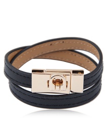 Fashion Black Pure Color Design Double Layer Bracelet