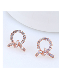 Fashion Rose Gold Full Diamond Decorated Earrings