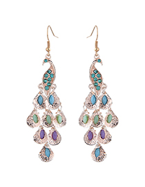 Fashion Rose Gold Peacock Shape Decorated Earrings