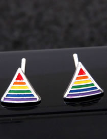 Fashion Multi-color Triangle Shape Decorated Earrings