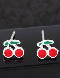 Fashion Red Cherry Shape Decorated Earrings