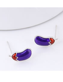 Fashion Purple Eggplant Shape Decorated Earrings