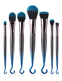 Fashion Blue+black Hooks Shape Decorated Makeup Brush(7 Pcs )
