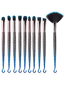 Fashion Blue+black Hooks Shape Decorated Makeup Brush(10 Pcs )