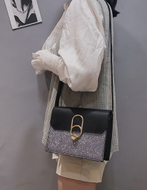 Fashion Gray Buckle Decorated Shoulder Bag