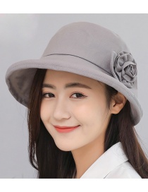 Trendy Dark Gray Flower Decorated Pure Color Sun Hat