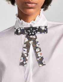 Fashion Gray Star Shape Decorated Bowknot Brooch