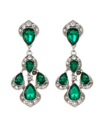 Fashion Green Water Drop Shape Decorated Earrings