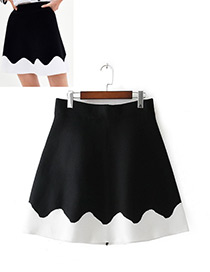 Fashion White+black Color Matching Decorated Skirt