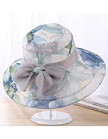Fashion Blue Flowers Pattern Decorated Sun Hat