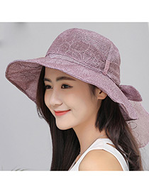 Fashion Purple Pure Color Decorated Foldable Sun Hat