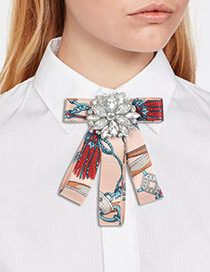 Trendy Pink Flower Shape Decorated Bowknot Brooch