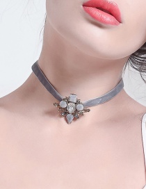 Fashion Gray Flowers Decorated Simple Necklace