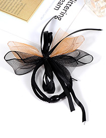 Fashion Black+orange Bowknot Decorated Double Layer Hair Band