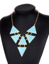 Fashion Blue Triangle Shape Decorated Necklace