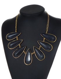 Fashion Black Waterdrop Shape Decorated Necklace