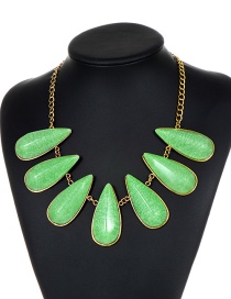 Fashion Green Waterdrop Shape Decorated Necklace