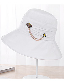 Fashion White Pure Color Decorated Hat