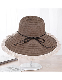Fashion Brown Strip Shape Decorated Hat