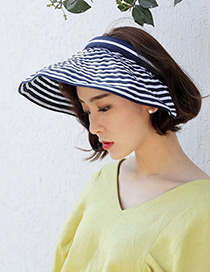 Fashion Navy Strip Shape Decorated Hat