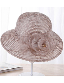 Fashion Khaki Flower Shape Decorated Hat
