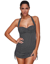Sexy Black Dots Shape Pattern Design Off-the-shoulder Swimwear