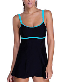 Sexy Black+sapphire Blue Round Neckline Design Simple Swimwear
